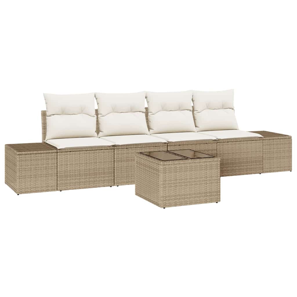Garten-Sofa-Set 5 pcs Beige und Creme 55 x 55 x 37 cm